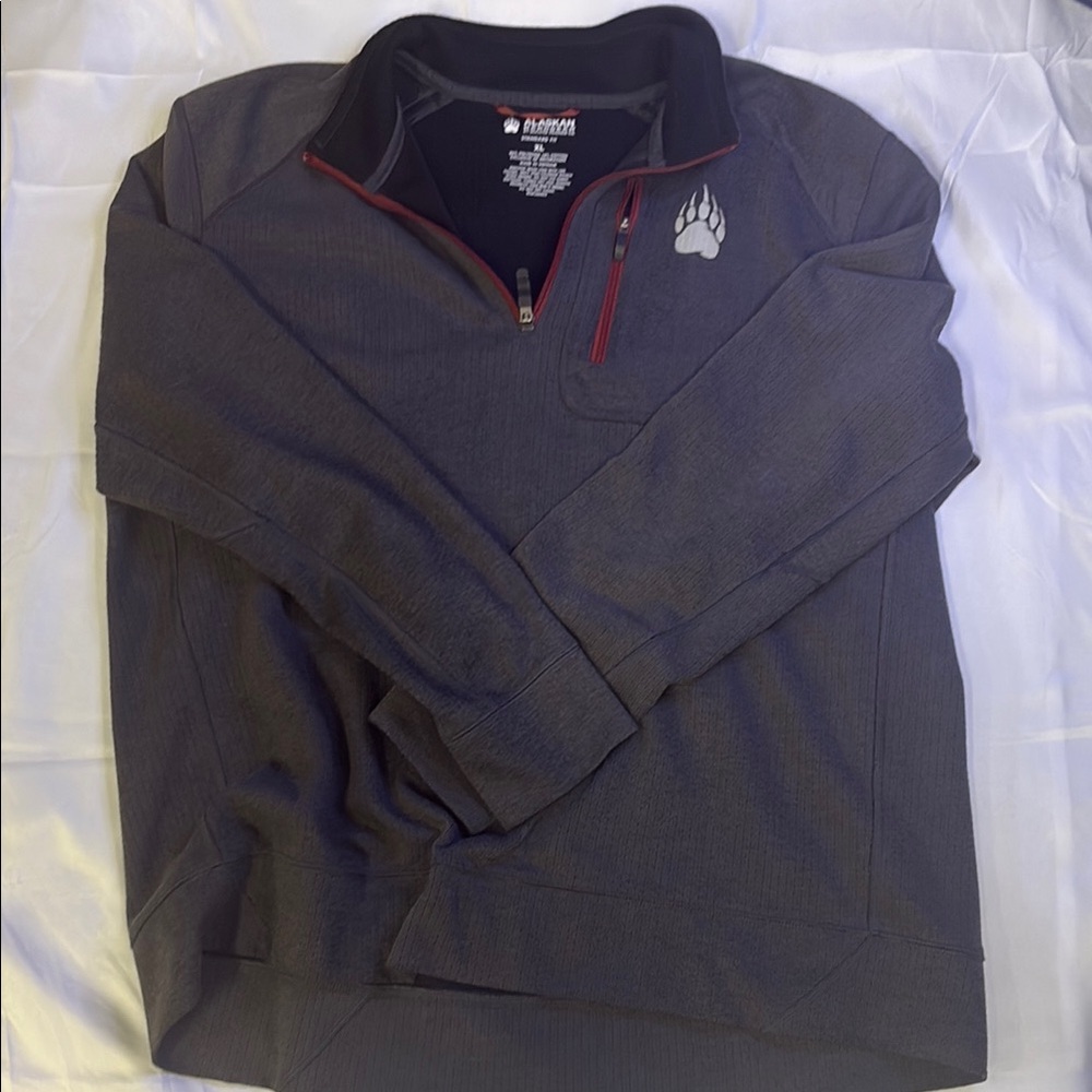 Gray Quarter-Zip Pullover with Bear Paw Logo